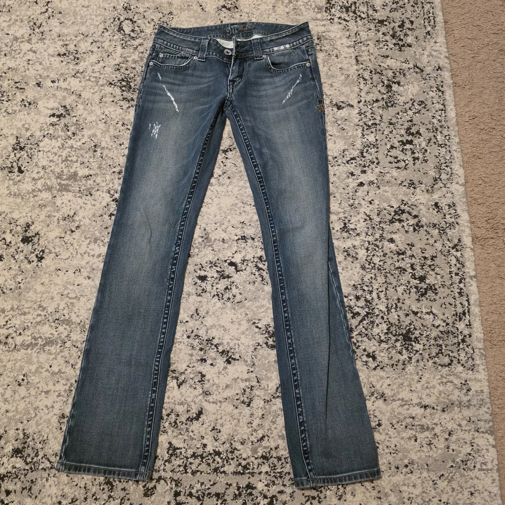 Miss Me Y2K Lowrise Bootcut Denim Womens Size 28 Distressed